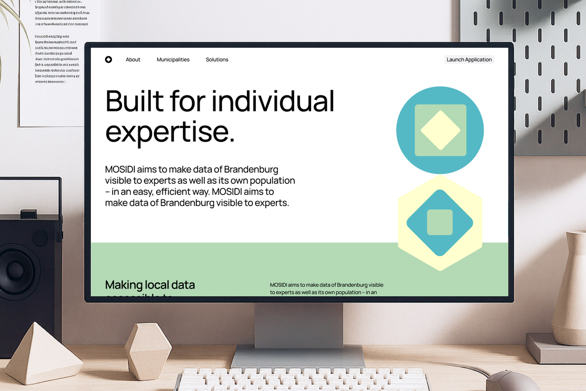 Mock-up of desktop screen showing new MOSIDI website