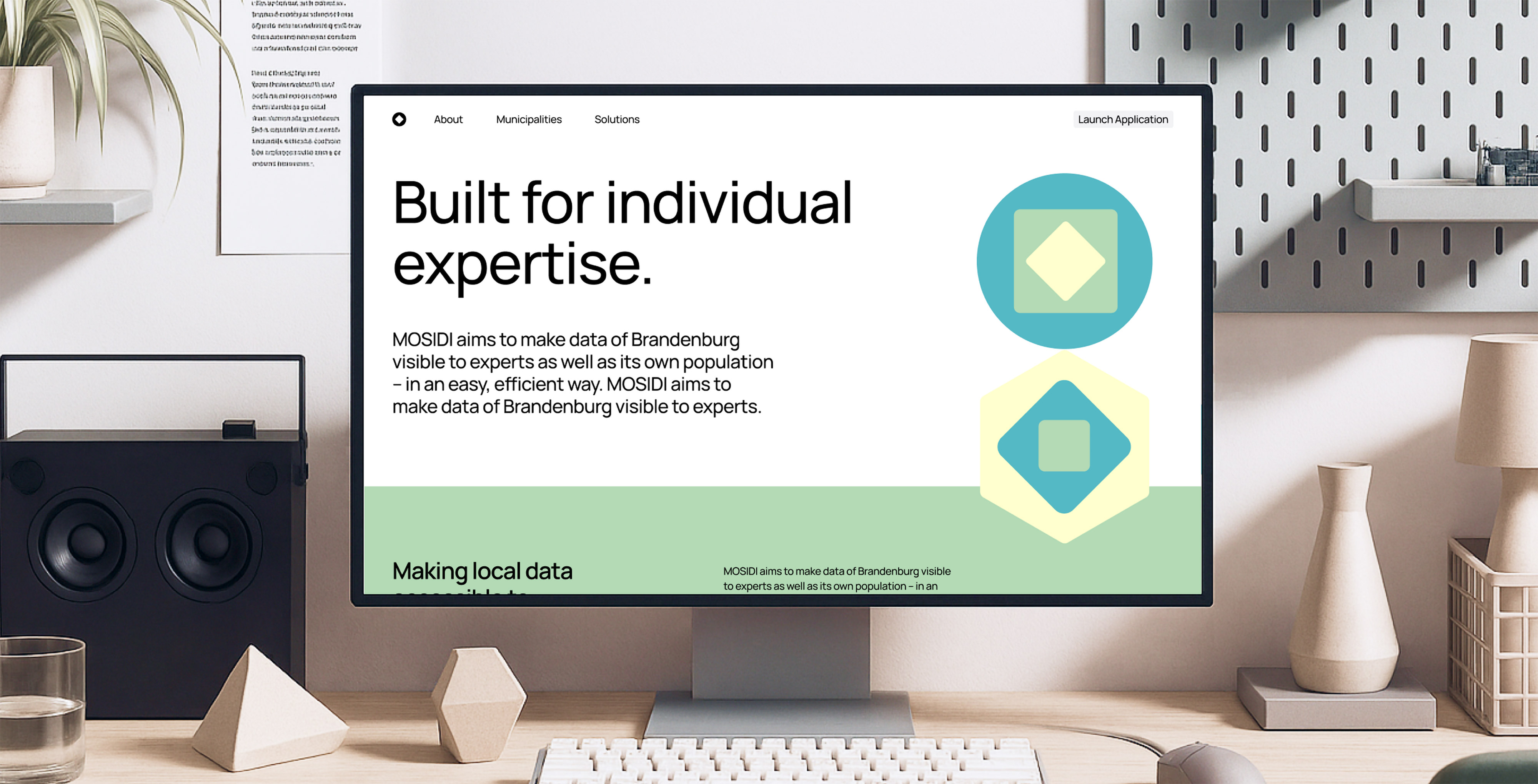 Mock-up of desktop screen showing new MOSIDI website