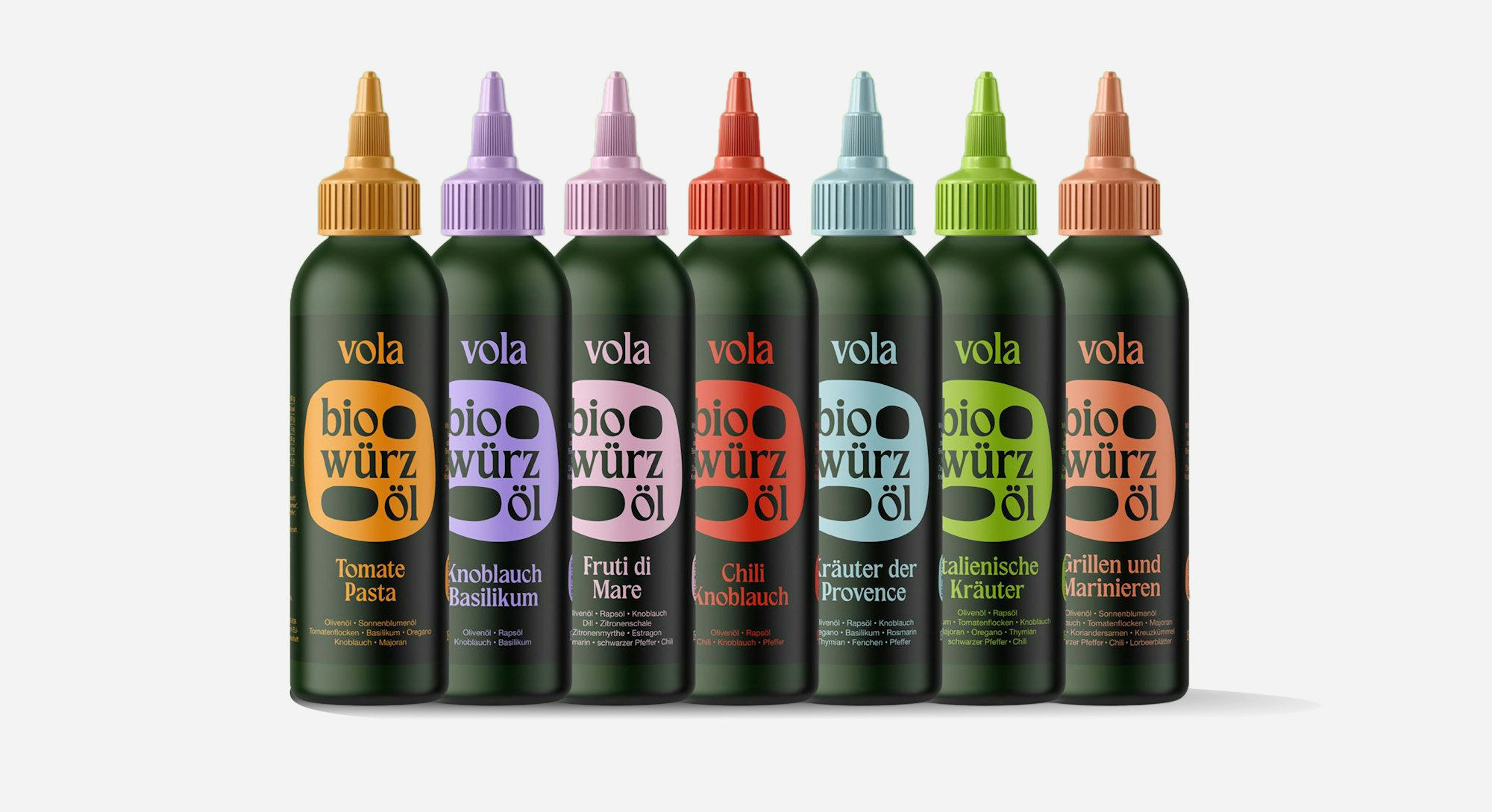 vola's product range of spice oils in the new package design.