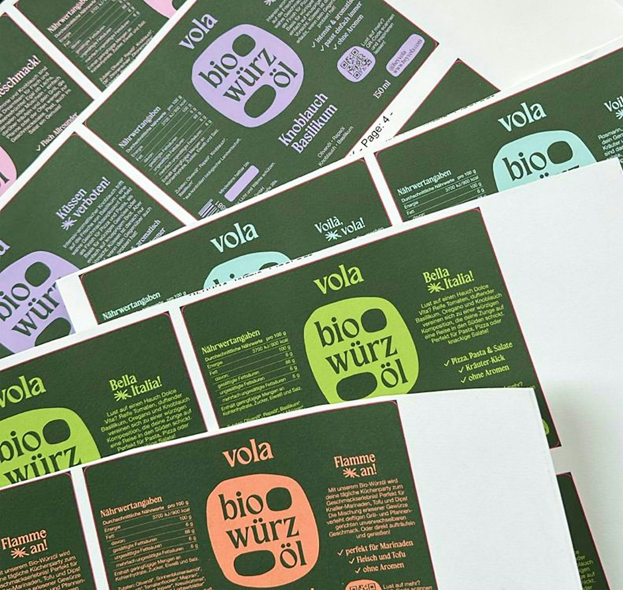 Photography of stacked printed labels