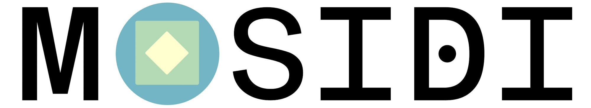 MOSIDI wordmark with integrated graphic mark consisting of shapes.